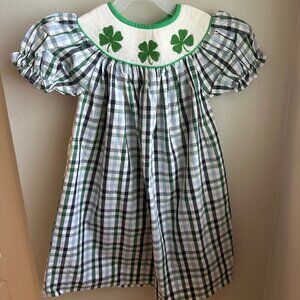 Smockingbird smocked shamrock dress, size 3